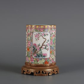 A pastel kaleidoscope window flower inscription poem made in the Qianlong period of the Qing Dynasty