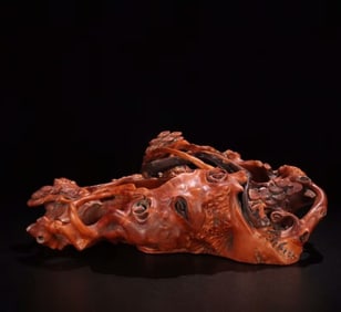 A piece of boxwood nodule carving immortal pine brush wash