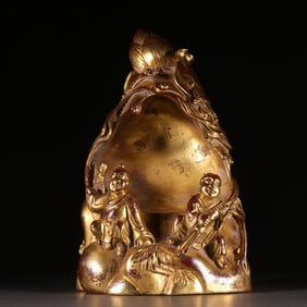 A wooden carved and painted gold carved Buddha shrine