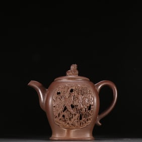 A Xu Hantang purple sand phoenix peony teapot