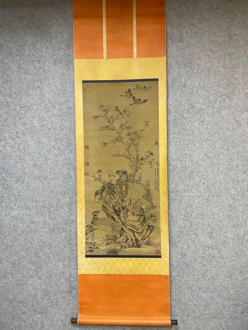 A painting by Wang Yuan of the Yuan Dynasty: Paintings created by Wang Yuan in the Yuan Dynasty on silk material SIZE: Painting core:49×113cm (The Dimensions Of All Batches Are Manually Measured.If You Need More Detailed Information, Please Con