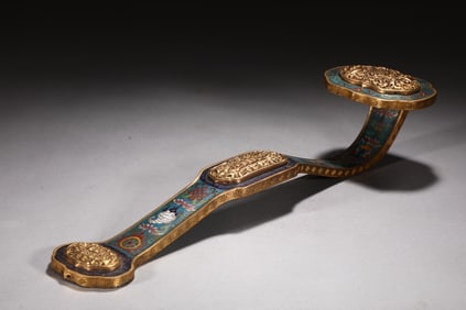 A Ming Dynasty copper cloisonné cloisonné enamel ruyi ornament