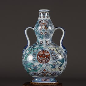 A Qing Dynasty Qianlong Doucai Red Dragon Amphora Bottle