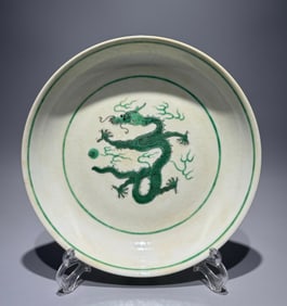 A Qing Tongzhi green dragon pattern plate