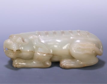A Qing Dynasty Hetian jade beast ornament