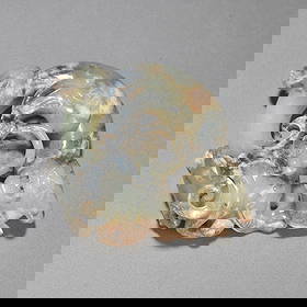 An ancient jade beast ornament: Ancient jade beast ornaments SIZE: H:3.3cm W:9cm W:269g (The Dimensions Of All Batches Are Manually Measured.If You Need More Detailed Information, Please Contact Our Customer Service Before Bidding.)