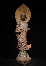 A Qing Dynasty bluestone painting to send Guanyin