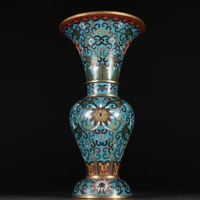 A pair of Qing Dynasty gilt cloisonné enamel colored entwined lotus pattern cups