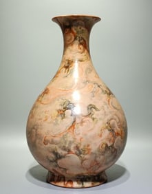 A Qing Qianlong style stone pattern glazed jade pot spring vase