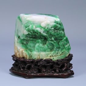 A piece of Qing Dynasty old jade character story mountain ornament
