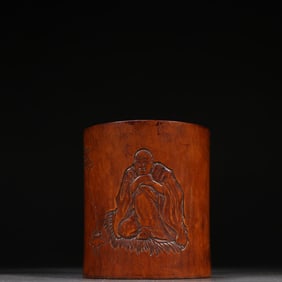 A boxwood character poetry pen holder