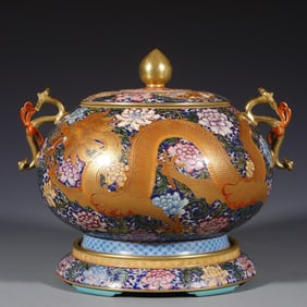 A piece of Qing Qianlong: Enamel colorful dragon and phoenix auspicious three-section ruyi incense