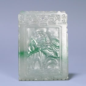 A Qing Dynasty old jade lotus insect brand