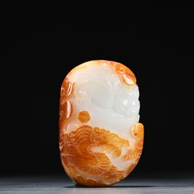 A piece of Hetian jade raw stone seed material dragon pattern
