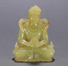 A statue of Guanyin in the Qing Dynasty and Hetian topaz