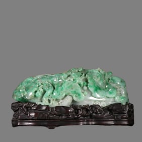 A jade dragon and phoenix auspicious ornament
