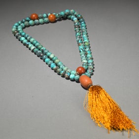 An old turquoise necklace