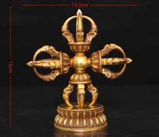 A copper gilt cross demon-subduing pestle
