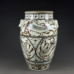 A Song Yaozhou kiln window lotus beast head jar