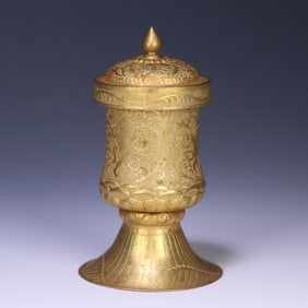 A piece of Tang Dynasty style Buddhist copper gilt incense treasure