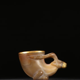 A piece of Liao gold agate enveloped gold sheep head cup
