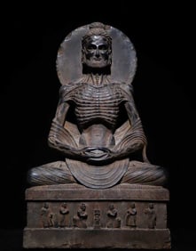 A statue of Shakyamuni Shakyamuni in schist Gandhara art