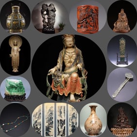 A pair of flower arrangements of Qing Dynasty agarwood