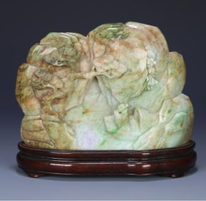 A late Qing Dynasty old jade character story mountain ornament