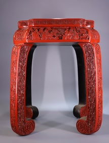 A pair of red lacquerware from the Qing Dynasty
