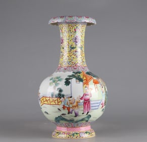 A Qing Qianlong pastel baby play picture withdrawal bottle