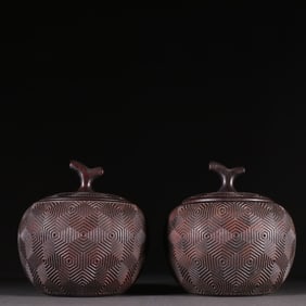 A pair of rosewood Go jars