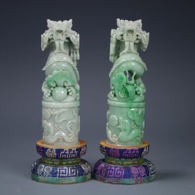 A piece of late Qing Dynasty natural old jade dragon pattern seal (a pair)