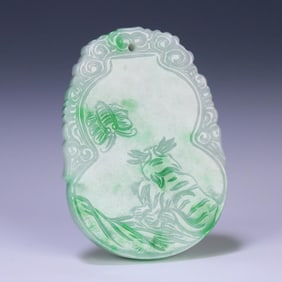 A Qing Dynasty jade Fushou gourd brand