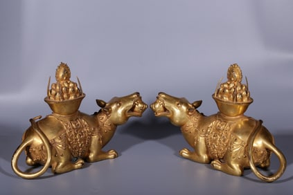 A pair of copper-gilt spit rats in the Qing Dynasty