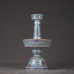 A Qing Qianlong Doucai entwined lotus eight treasure pattern candlestick