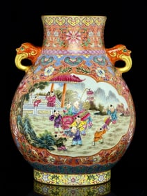 One piece of Qianlong year system of the Qing Dynasty Anchovy grass entwined lotus Fushou shallow