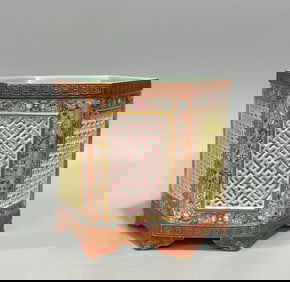 A piece of clear enamel colored flower entwined branches open window carved threads of hollow