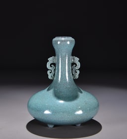 A Qing Qianlong furnace glazed three-legged amphora