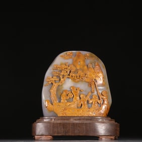 A piece of agate carved character story ornament