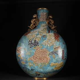 A Qing Dynasty cloisonné enamel colorful moon vase