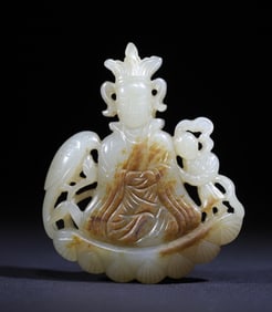 A statue of Guanyin jade pendant from the Song and Yuan dynasties in the Qing Dynasty
