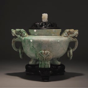 A jade animal ear incense burner from the Qing Dynasty