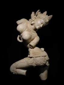 A white jade sculpture of the flying goddess