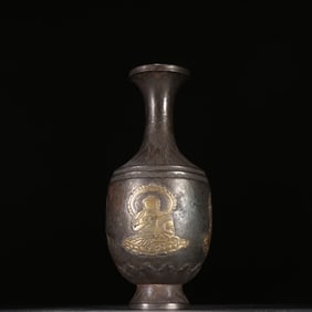 A silver-gilt III Buddha Khitan vase