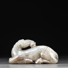 A piece of ancient jade horse to success ornament