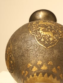 A pair  of Ming Dynasty silver gilt bounty bottles