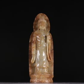 A statue of Shakyamuni in Hetian jade