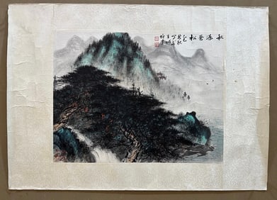 A fine landscape painting by Li Xiongcai