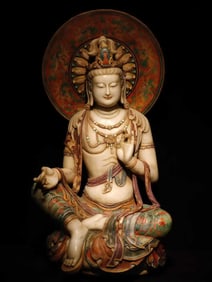 A piece of Tang Han white jade painted Guanyin