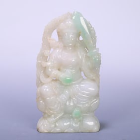 A Qing Dynasty old jade statue of Manjushri Bodhisattva